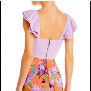 ALICE + OLIVIA Celestia cropped ruffled crepe top